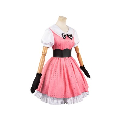OSHI NO KO Hoshino Rubii Pink Polka Dot Dress Suit Cosplay Costume Halloween Carnival Outfit