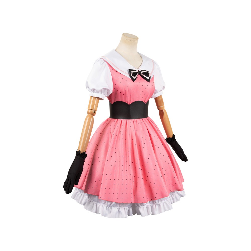 OSHI NO KO Hoshino Rubii Pink Polka Dot Dress Suit Cosplay Costume Halloween Carnival Outfit