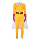 One Punch Man Saitama Men Yellow Jumpsuit Cape Set Party Cosplay Costume Halloween Carnival