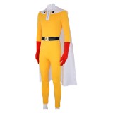 One Punch Man Saitama Men Yellow Jumpsuit Cape Set Party Cosplay Costume Halloween Carnival
