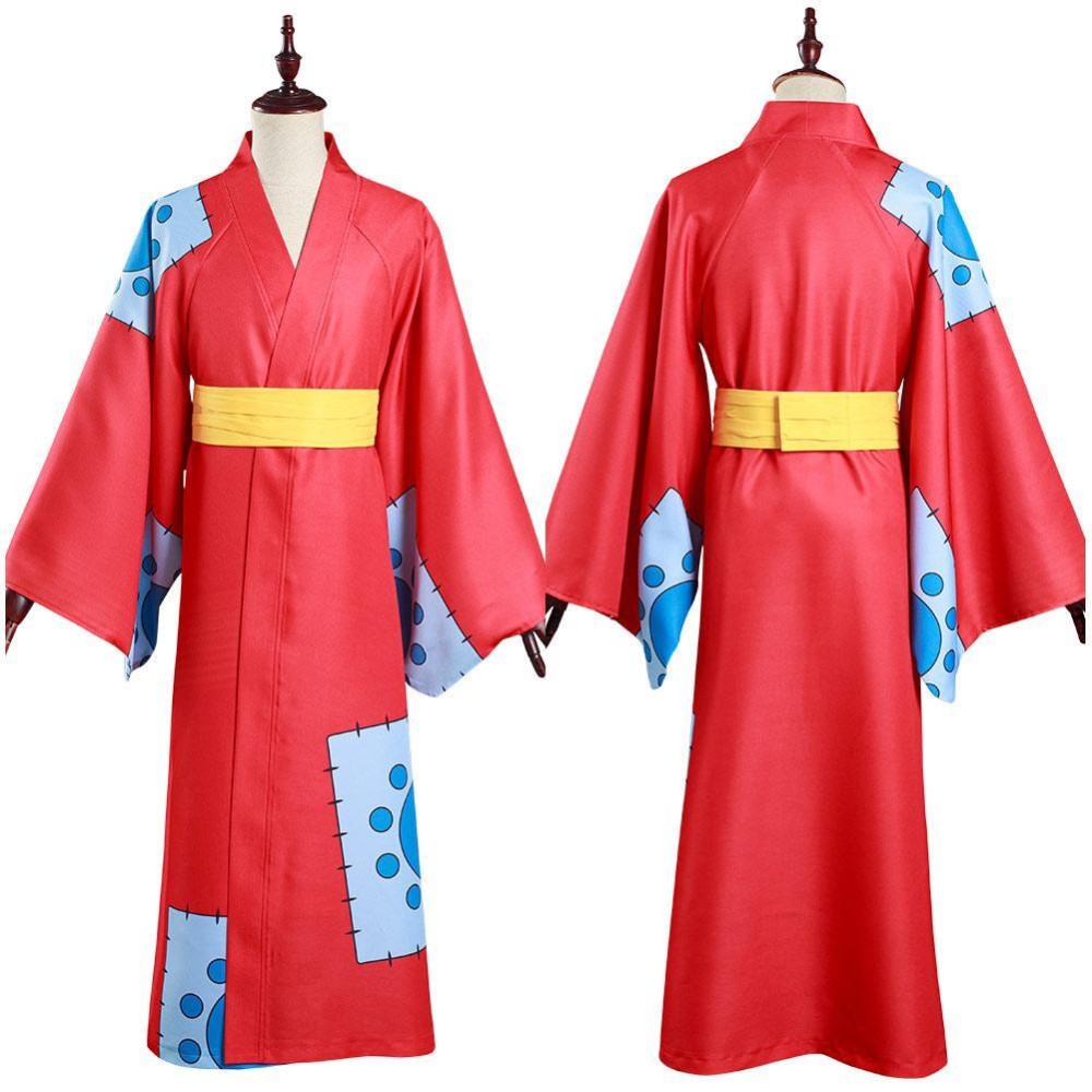 Wano Country Monkey D. Luffy Kimono Suit Cosplay Costume Halloween Carnival Outfit