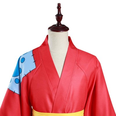 Wano Country Monkey D. Luffy Kimono Suit Cosplay Costume Halloween Carnival Outfit