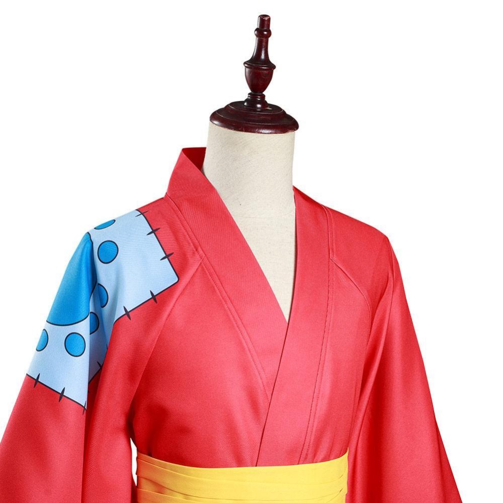 Wano Country Monkey D. Luffy Kimono Suit Cosplay Costume Halloween Carnival Outfit