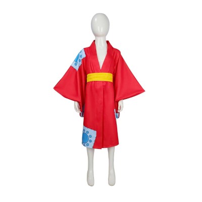 Arc du Pays de Wano Costume de Cosplay Kimono pour Enfants Monkey D. Luffy Tenue de Carnaval Halloween