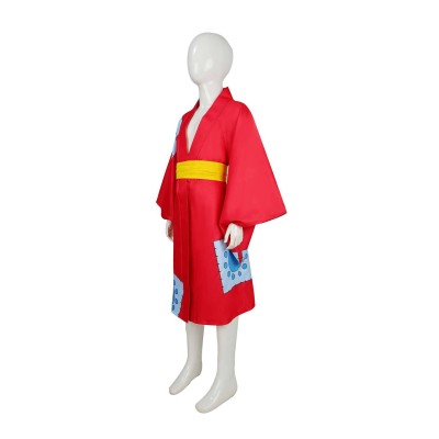 Wano Country Arc Monkey D. Luffy Kids Children Kimono Suit Cosplay Costume Halloween Carnival Outfit