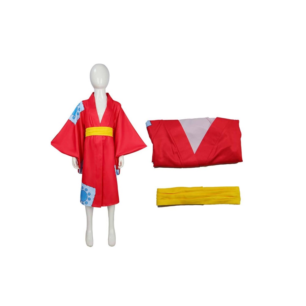 Wano Country Arc Monkey D. Luffy Kids Children Kimono Suit Cosplay Costume Halloween Carnival Outfit