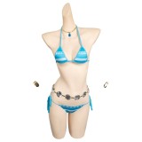 One Piece Nami Blue Top Bottoms 5 Piece Bikinis Set Swimsuit Suit Cosplay Costume Halloween Carnival Outfit