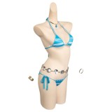 One Piece Nami Blue Top Bottoms 5 Piece Bikinis Set Swimsuit Suit Cosplay Costume Halloween Carnival Outfit