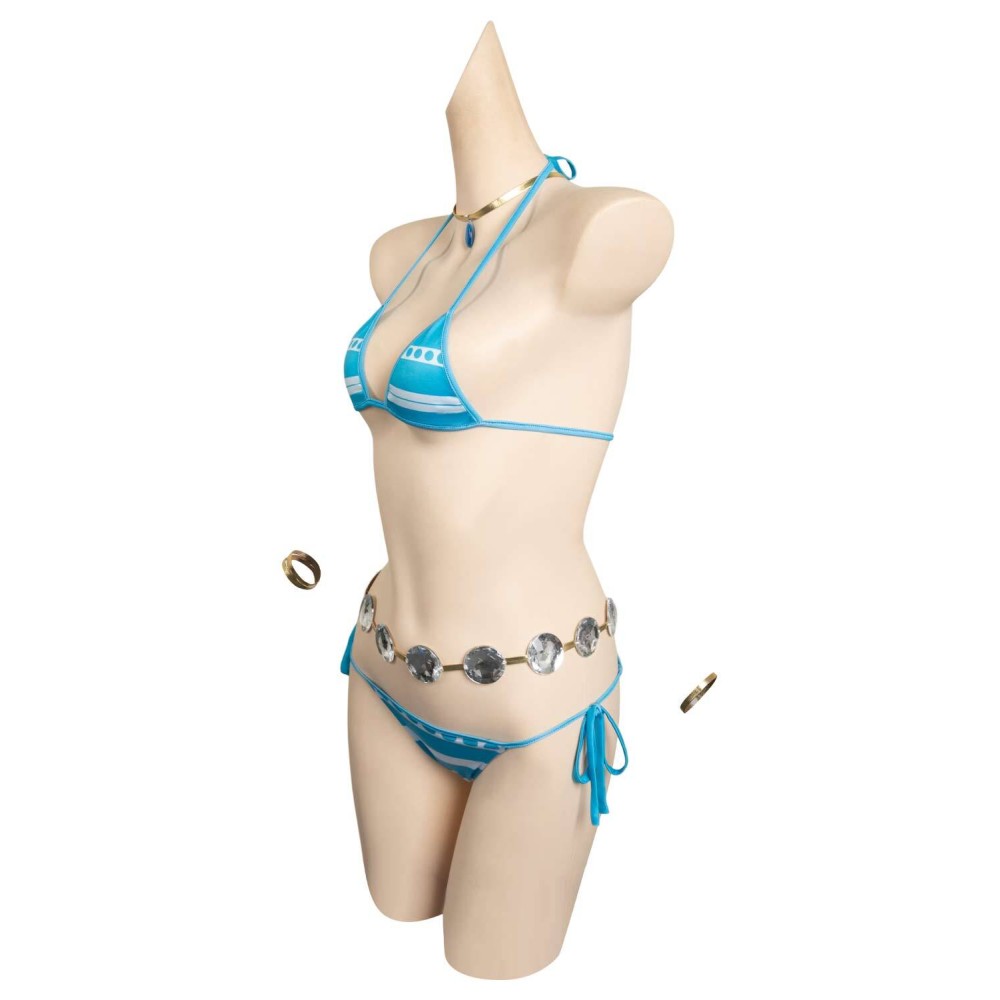 One Piece Nami Blue Top Bottoms 5 Piece Bikinis Set Swimsuit Suit Cosplay Costume Halloween Carnival Outfit