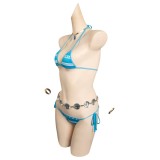 One Piece Nami Blue Top Bottoms 5 Piece Bikinis Set Swimsuit Suit Cosplay Costume Halloween Carnival Outfit