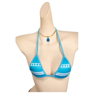 One Piece Nami Blue Top Bottoms 5 Piece Bikinis Set Swimsuit Suit Cosplay Costume Halloween Carnival Outfit