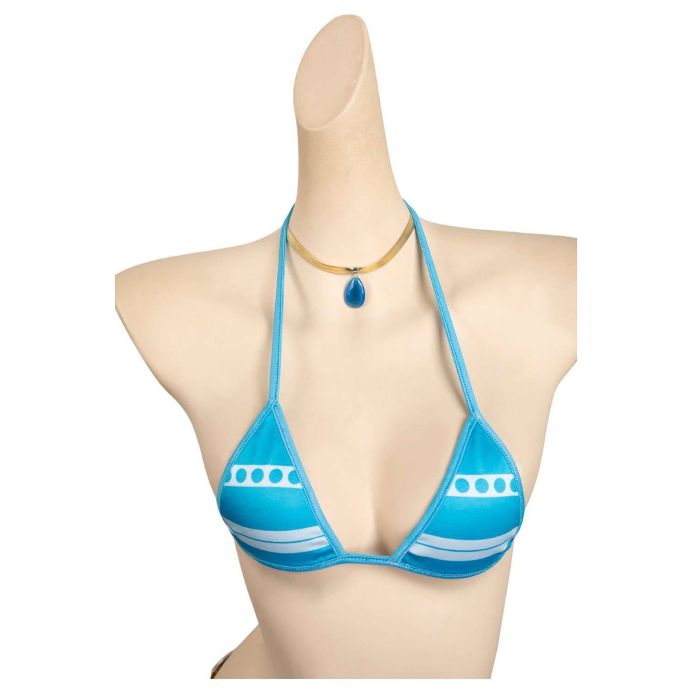 One Piece Nami Blue Top Bottoms 5 Piece Bikinis Set Swimsuit Suit Cosplay Costume Halloween Carnival Outfit