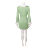 Vivi Miss Wednesday Women Green Cosplay Costume Halloween Carnival Outfit