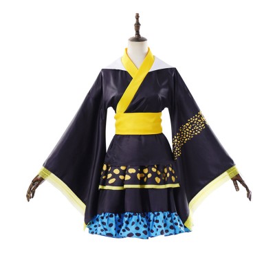 Trafalgar D. Water Law Femmes Kimono Noir Costume Cosplay Halloween Carnaval
