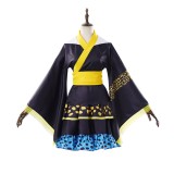 Trafalgar D. Water Law Femmes Kimono Noir Costume Cosplay Halloween Carnaval