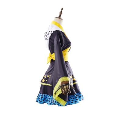 Trafalgar D. Water Law Femmes Kimono Noir Costume Cosplay Halloween Carnaval