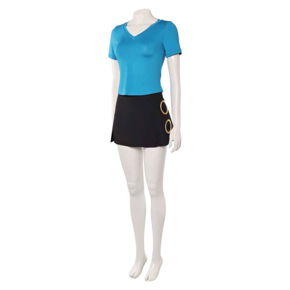 Nami Femmes T-Shirt Bleu Costume Cosplay Halloween Carnaval Tenue