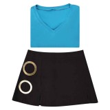 Nami Femmes T-Shirt Bleu Costume Cosplay Halloween Carnaval Tenue