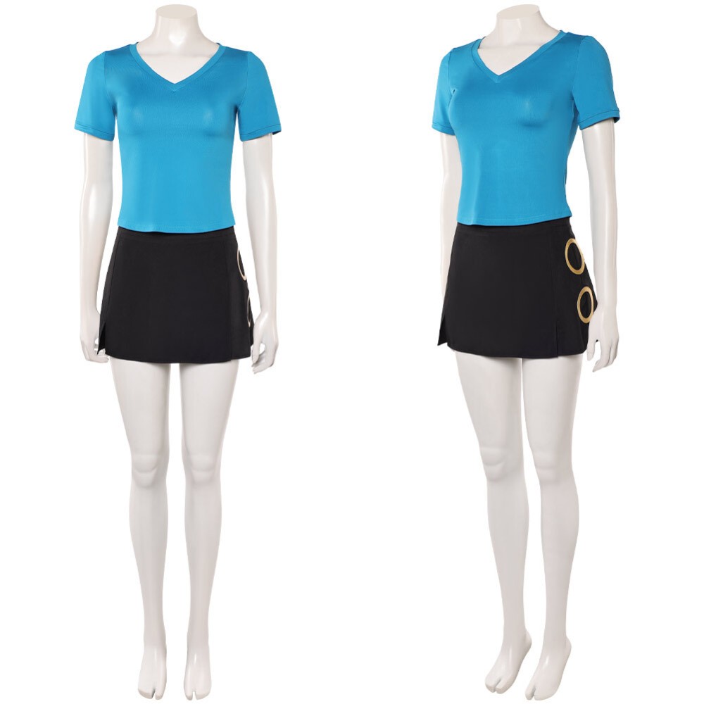 Nami Femmes T-Shirt Bleu Costume Cosplay Halloween Carnaval Tenue