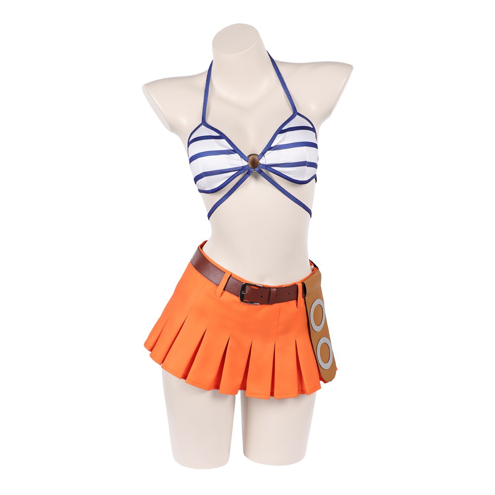Nami Blue and White Swimsuit Cosplay Costume Halloween Carnival Outfit