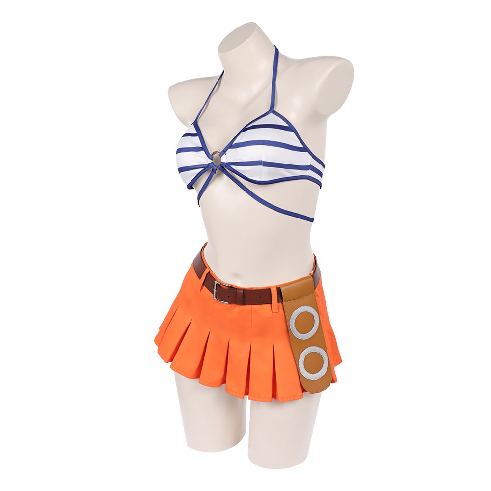 Nami Blue and White Swimsuit Cosplay Costume Halloween Carnival Outfit