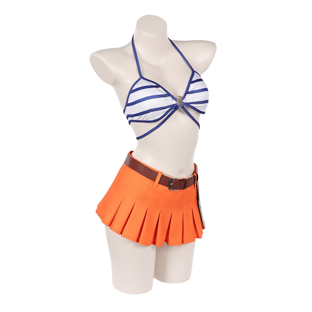 Nami Blue and White Swimsuit Cosplay Costume Halloween Carnival Outfit