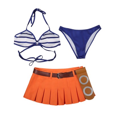 Nami Blue and White Swimsuit Cosplay Costume Halloween Carnival Outfit