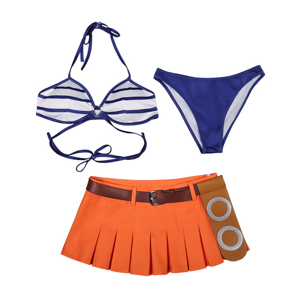 Nami Blue and White Swimsuit Cosplay Costume Halloween Carnival Outfit