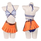 Nami Blue and White Swimsuit Cosplay Costume Halloween Carnival Outfit