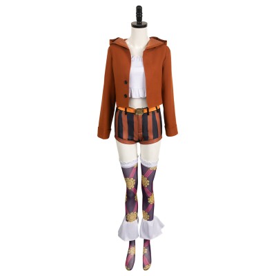 One Piece Jewelry Bonney Women Brown Set Suit Cosplay Costume Halloween Carnival Outfit