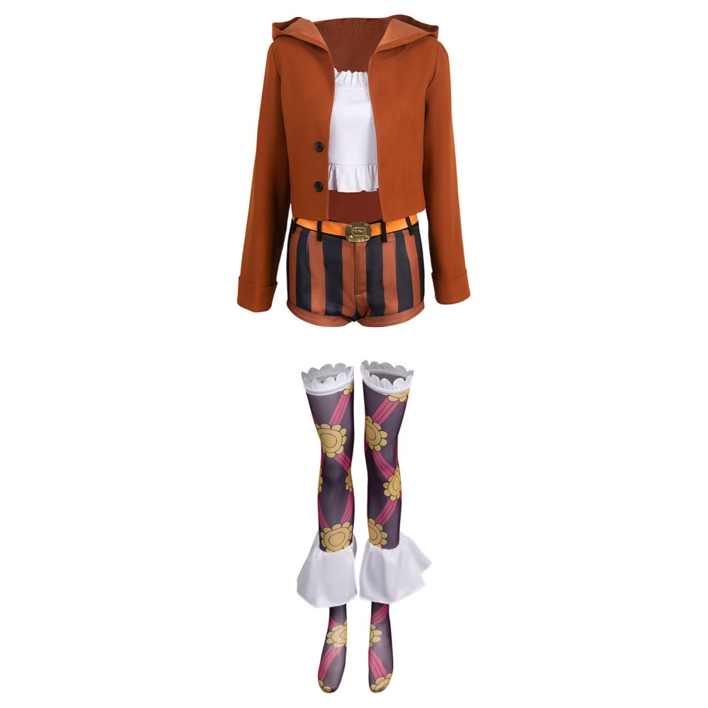 One Piece Jewelry Bonney Women Brown Set Suit Cosplay Costume Halloween Carnival Outfit