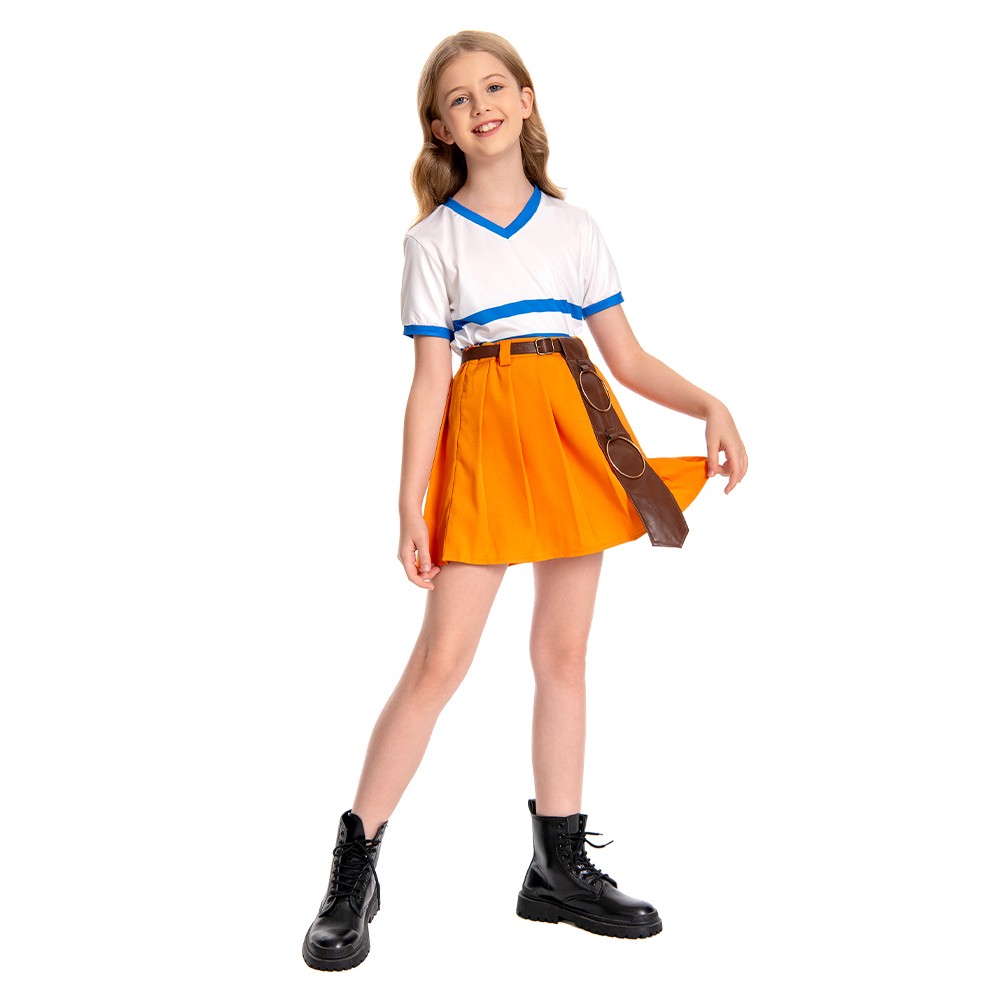 2023 Kids Girls Nami Dress Suit Cosplay Costume Halloween Carnival Outfit