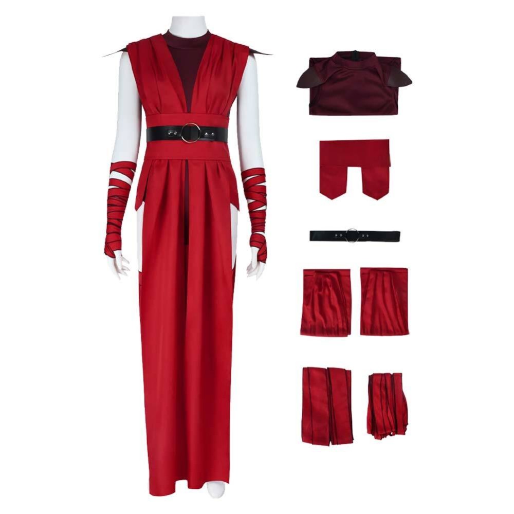 Ensemble de combinaison rouge pour femmes Nightsisters Costume de fête Cosplay Halloween Carnaval