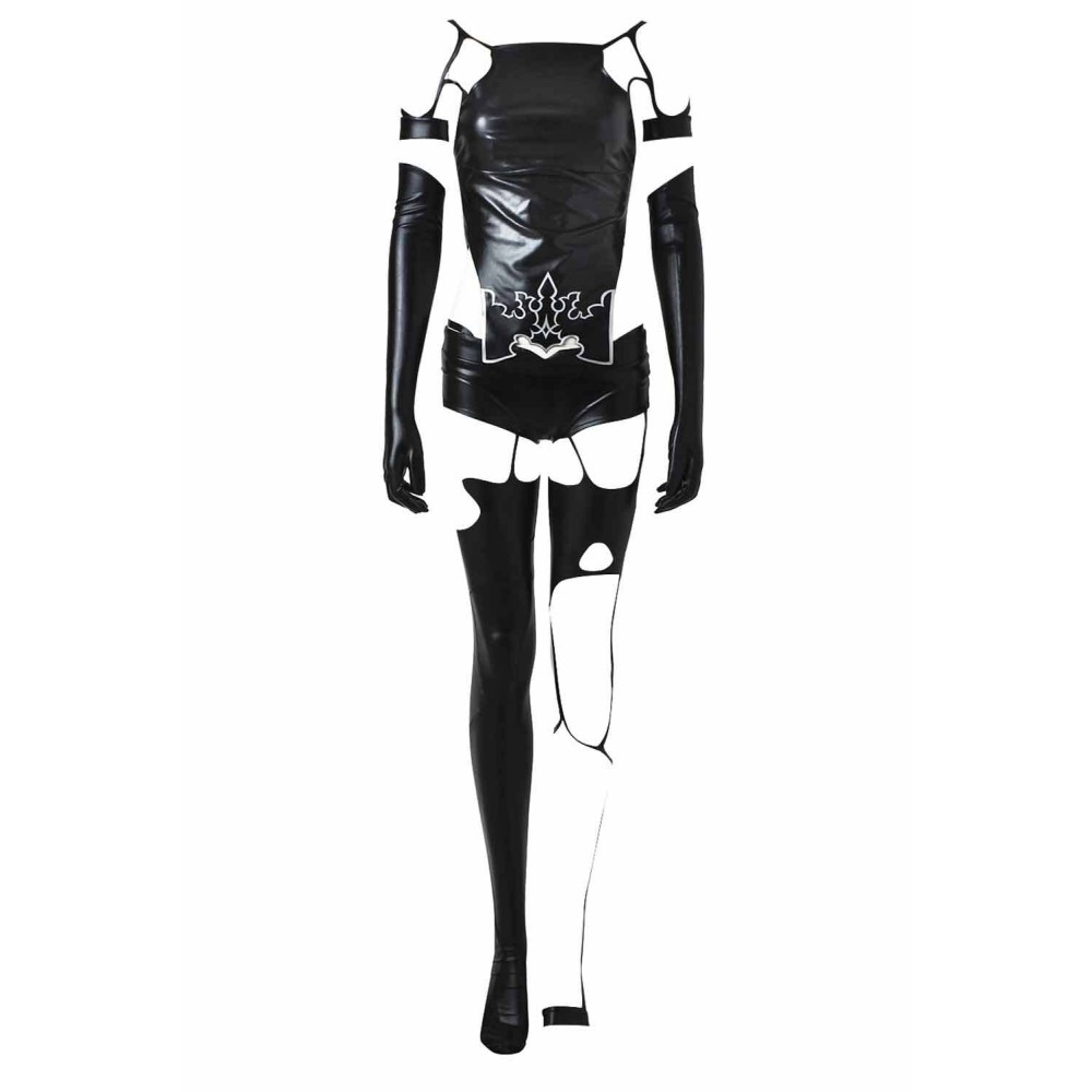 NieR: Automata YoRHa No. 2 Type B/2B Costume de Cosplay en Cuir Noir Tenue de Halloween Carnaval