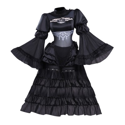 NieR:Automata 2B Women Black Wedding Dress Cosplay Costume Halloween Carnival Outfit