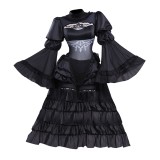 NieR:Automata 2B Women Black Wedding Dress Cosplay Costume Halloween Carnival Outfit