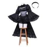 NieR:Automata 2B Women Black Wedding Dress Cosplay Costume Halloween Carnival Outfit