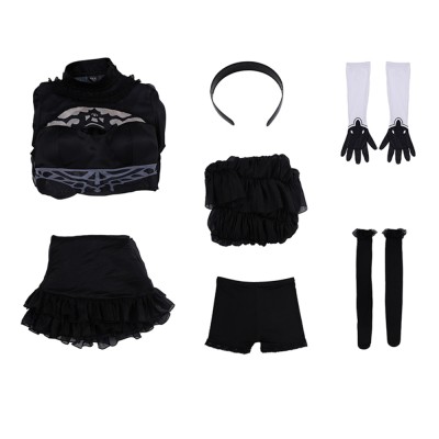 NieR:Automata 2B Women Black Wedding Dress Cosplay Costume Halloween Carnival Outfit