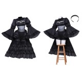 NieR:Automata 2B Women Black Wedding Dress Cosplay Costume Halloween Carnival Outfit