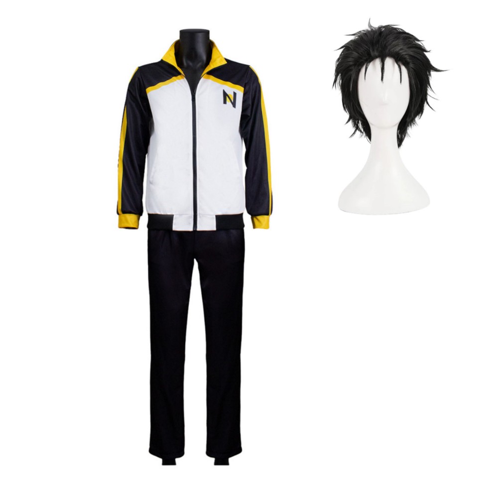 Natsuki Subaru Costume de Cosplay de Vêtements de Sport Noir et Blanc Tenue de Carnaval d'Halloween