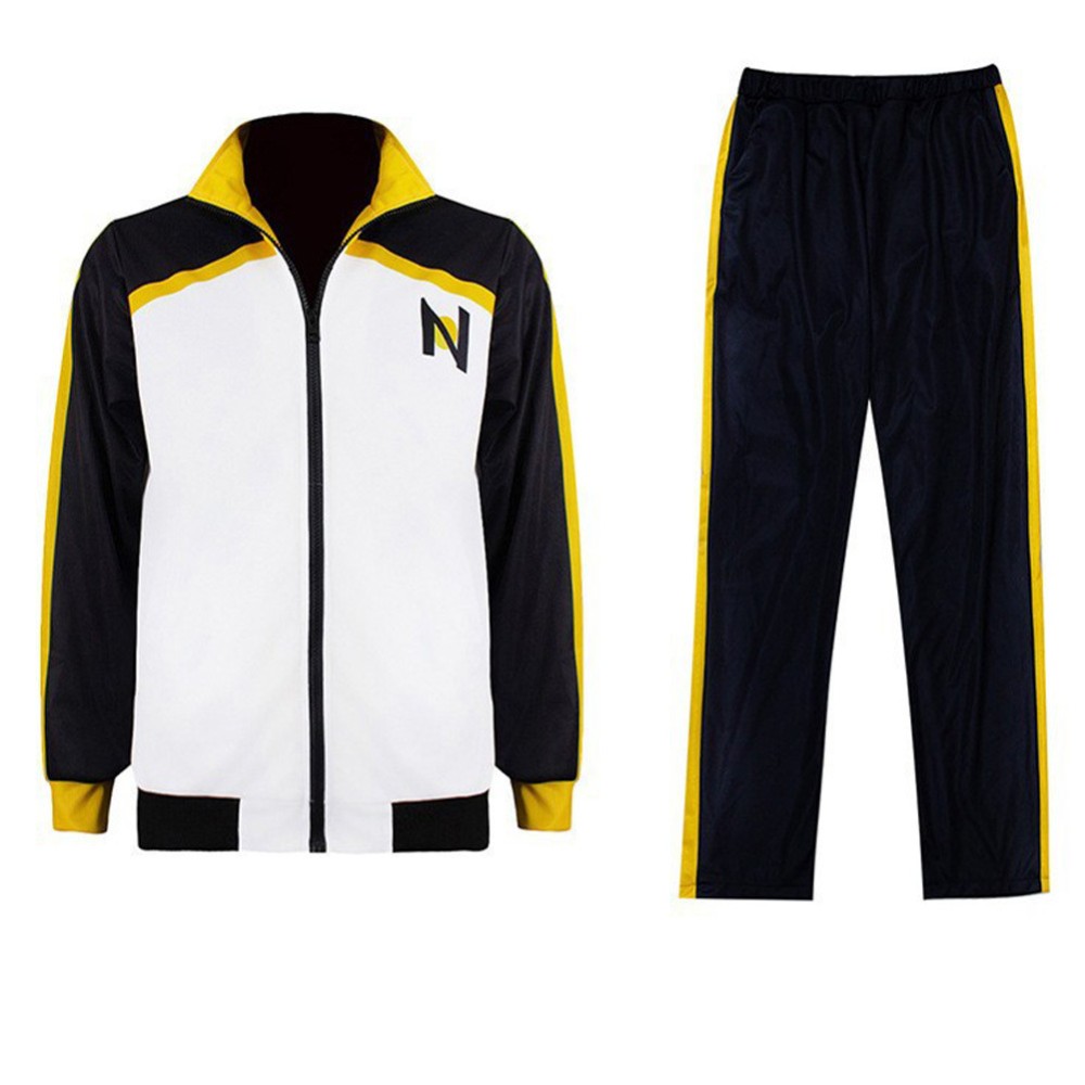 Natsuki Subaru Costume de Cosplay de Vêtements de Sport Noir et Blanc Tenue de Carnaval d'Halloween