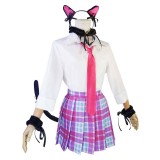 Mon Costume de Cosplay Marin Kitagawa avec Oreilles de Chat en Uniforme Scolaire pour Fête Halloween Carnaval