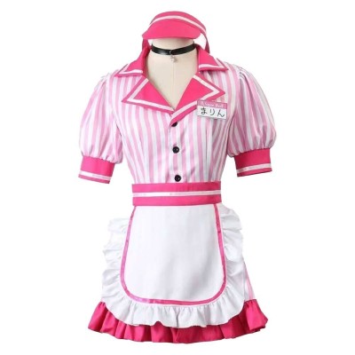 My Dress-Up Darling Kitagawa Marin Pink Maid Dress Cosplay Costume Halloween Carnival Outfit