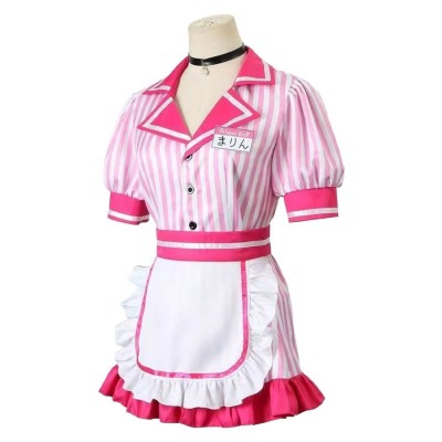 My Dress-Up Darling Kitagawa Marin Pink Maid Dress Cosplay Costume Halloween Carnival Outfit