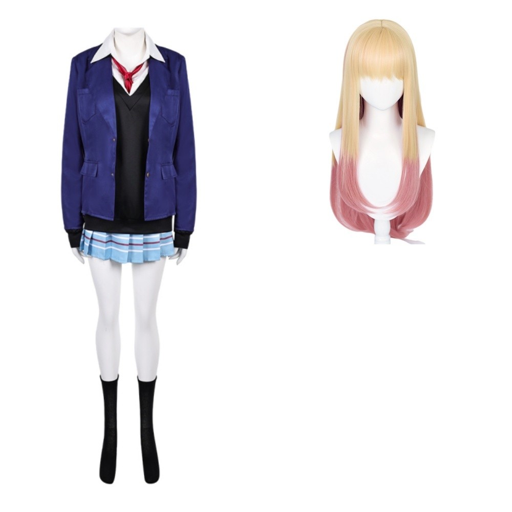Mon costume de cosplay de fête d'Halloween de l'uniforme scolaire bleu de Kitagawa Marin de My Dress-Up Darling.