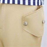 Mr. 3 Blue Striped Shirt Cosplay Costume Halloween Carnival Outfit