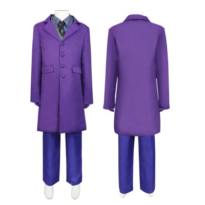 Le costume de cosplay du Joker de The Dark Knight pour garçons enfants, tenue de carnaval d'Halloween