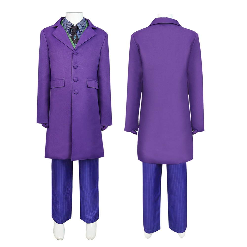Le costume de cosplay du Joker de The Dark Knight pour garçons enfants, tenue de carnaval d'Halloween