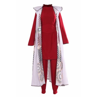 SW Princess Leia Organa Solo Red Top Pants Set With Cloak Suit Cosplay Costume Halloween Carnival Outfit