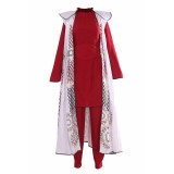 SW Princess Leia Organa Solo Red Top Pants Set With Cloak Suit Cosplay Costume Halloween Carnival Outfit